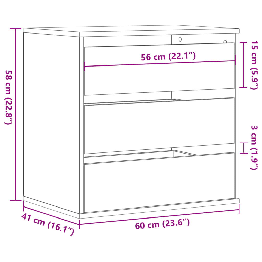 Commode d'angle gris béton 60x41x58 cm bois d'ingénierie - XIOS