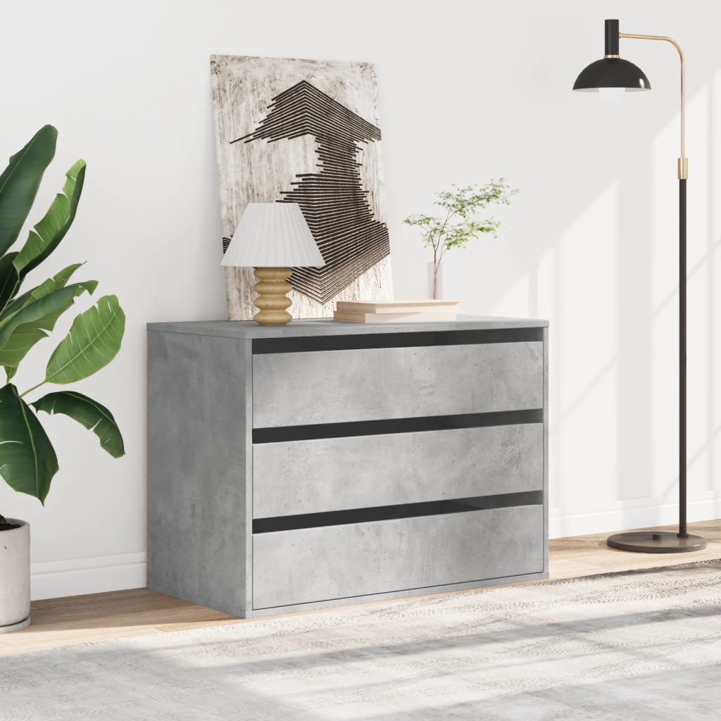 Commode d'angle gris béton 80x41x58 cm bois d'ingénierie - XIOS