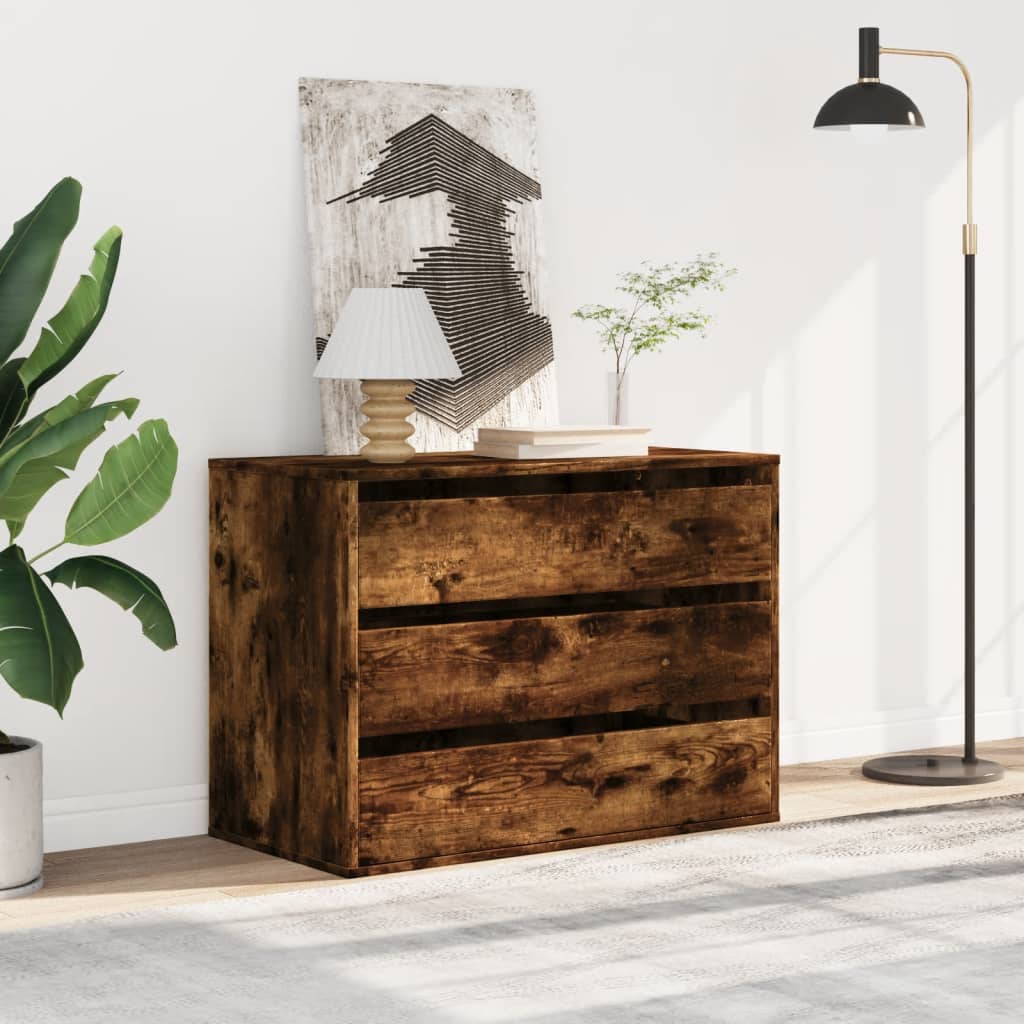 Commode d'angle chêne fumé 80x41x58 cm bois d'ingénierie - XIOS