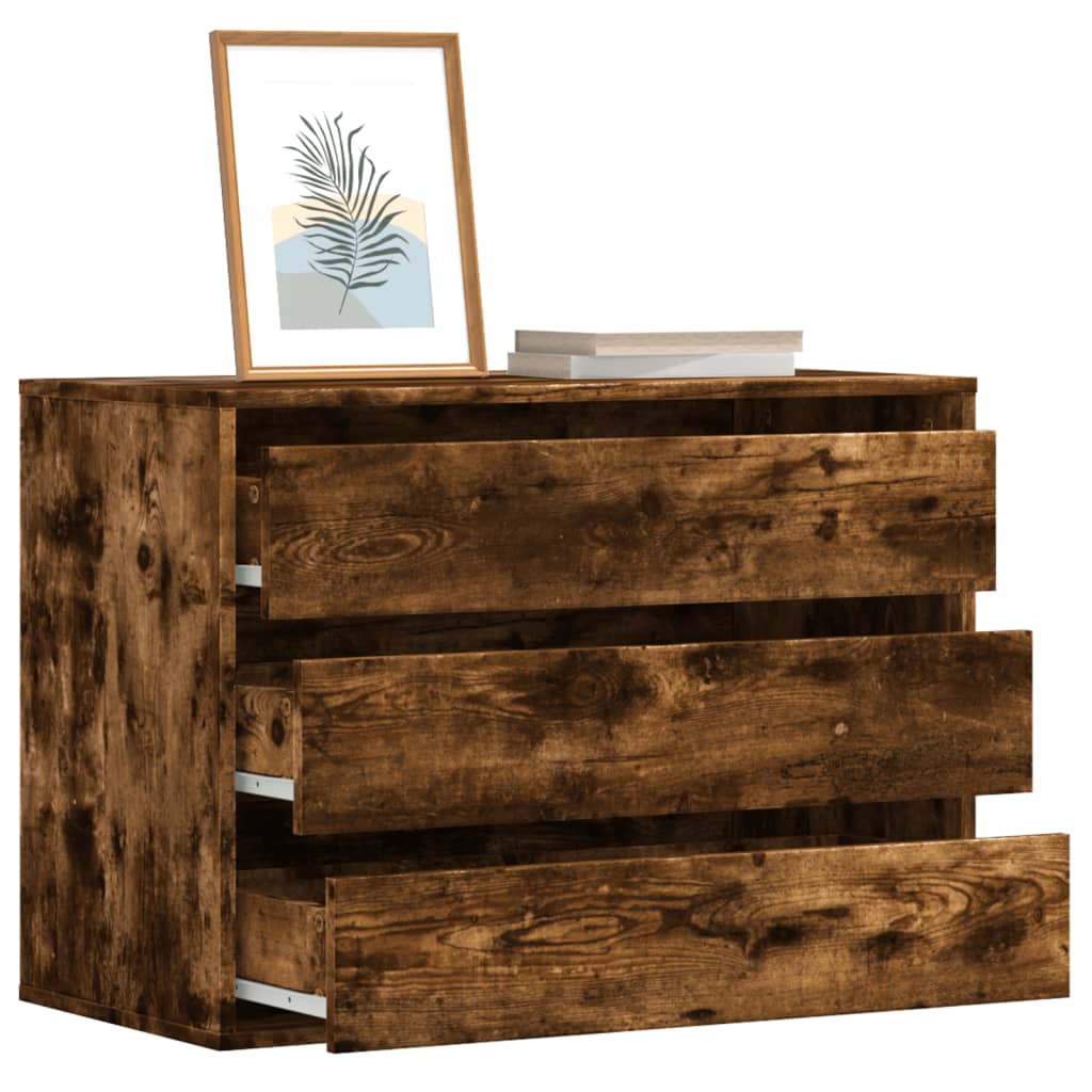 Commode d'angle chêne fumé 80x41x58 cm bois d'ingénierie - XIOS