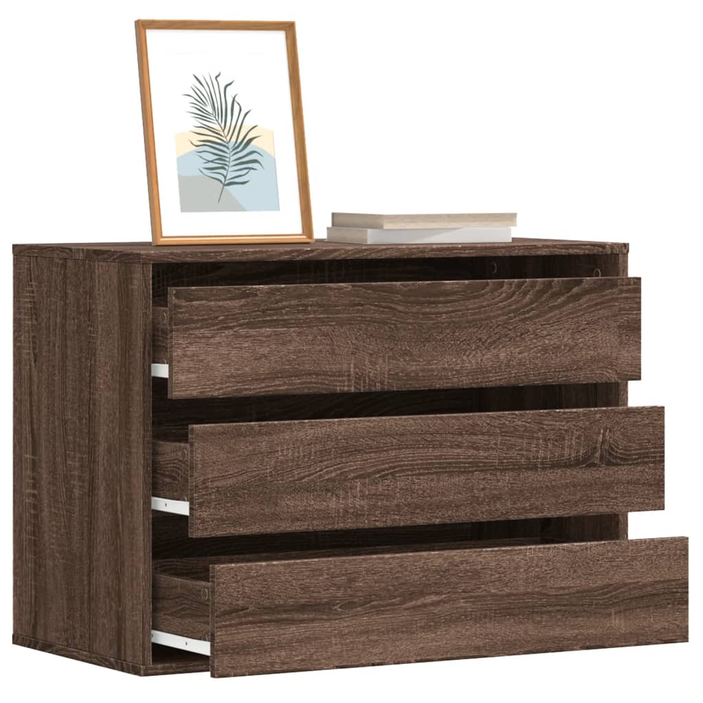 Commode d'angle chêne marron 80x41x58 cm bois d'ingénierie - XIOS