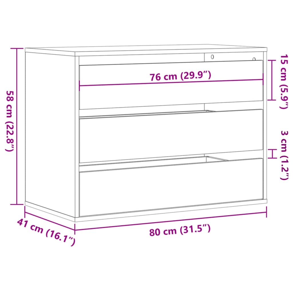Commode d'angle chêne artisanal 80x41x58 cm bois d'ingénierie - XIOS