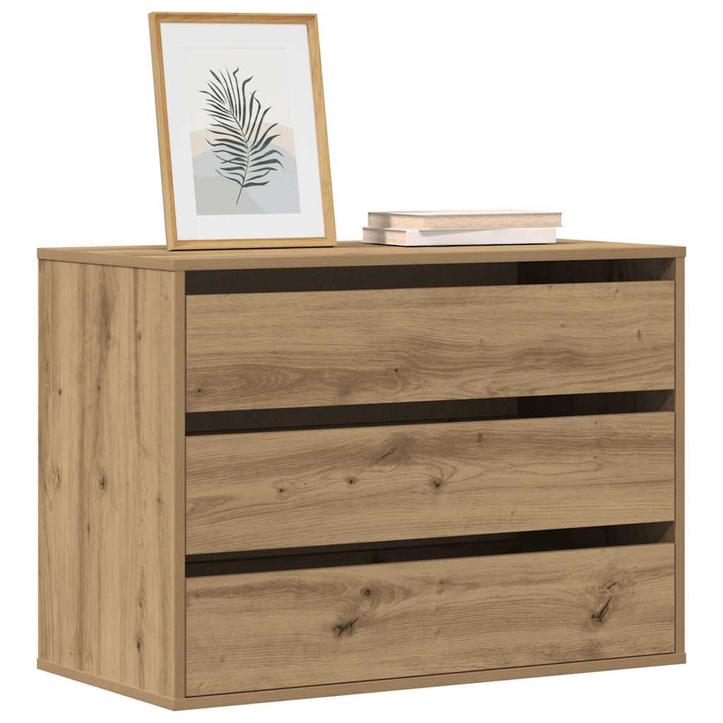 Commode d'angle chêne artisanal 80x41x58 cm bois d'ingénierie - XIOS