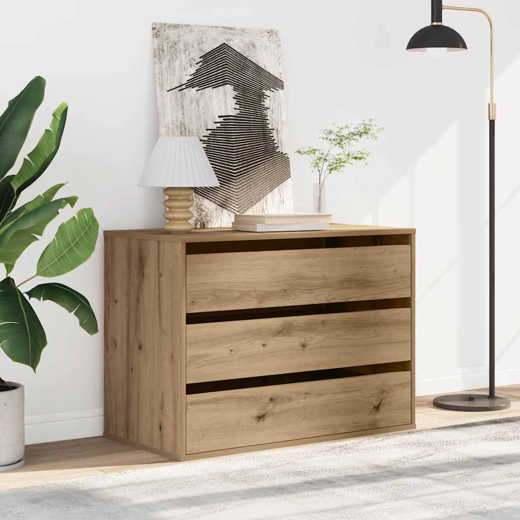 Commode d'angle chêne artisanal 80x41x58 cm bois d'ingénierie - XIOS