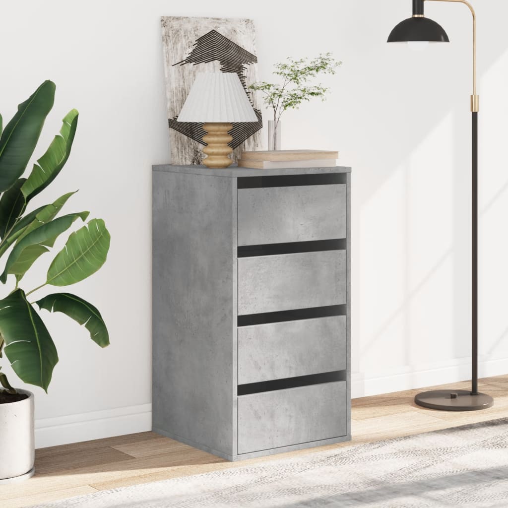 Commode d'angle gris béton 40x41x76 cm bois d'ingénierie - XIOS