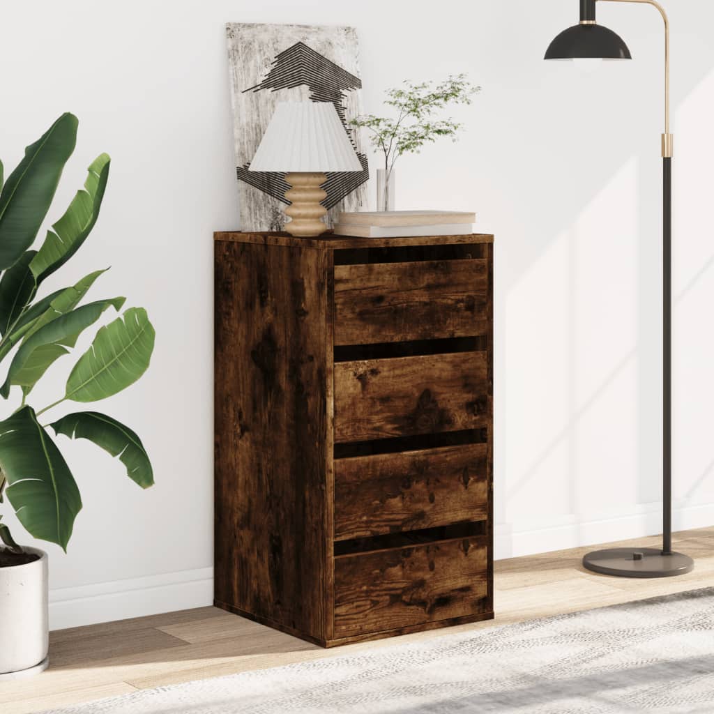 Commode d'angle chêne fumé 40x41x76 cm bois d'ingénierie - XIOS