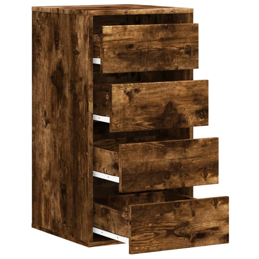 Commode d'angle chêne fumé 40x41x76 cm bois d'ingénierie - XIOS