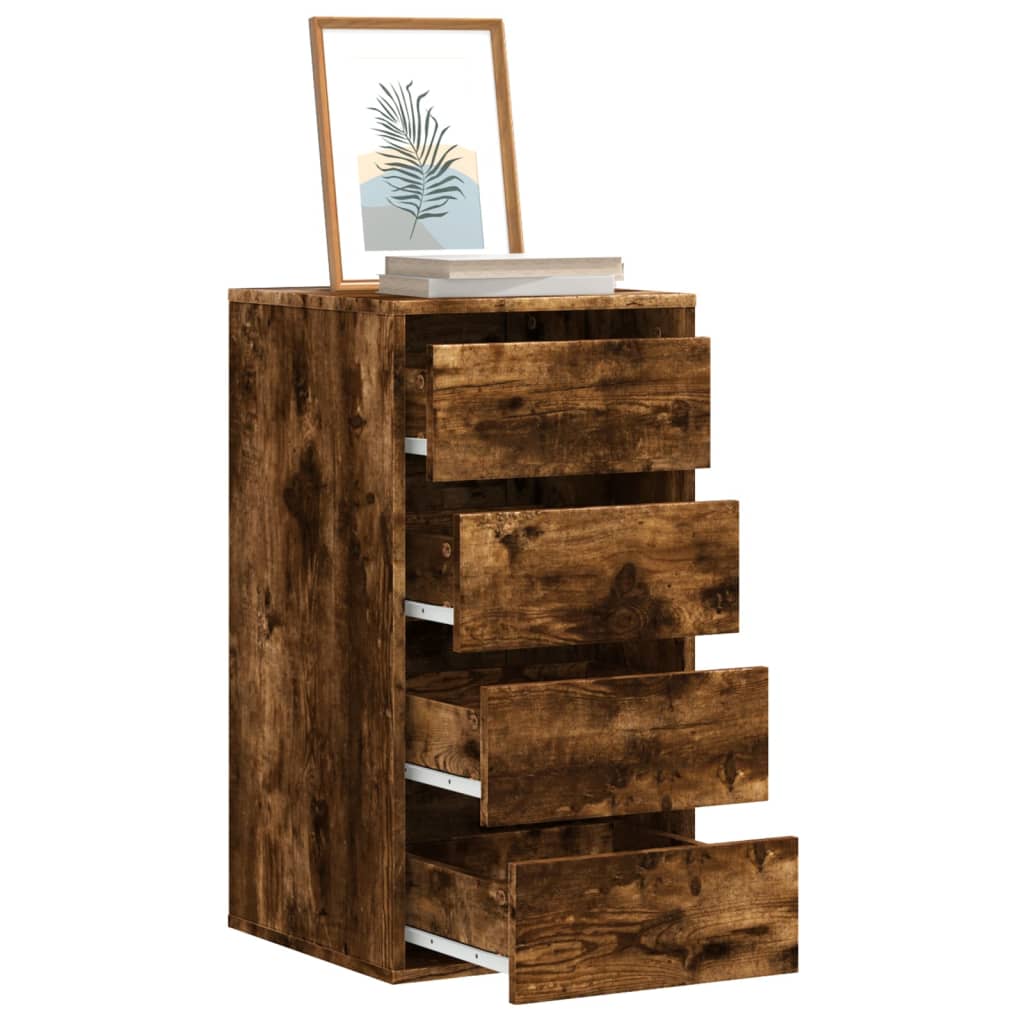 Commode d'angle chêne fumé 40x41x76 cm bois d'ingénierie - XIOS