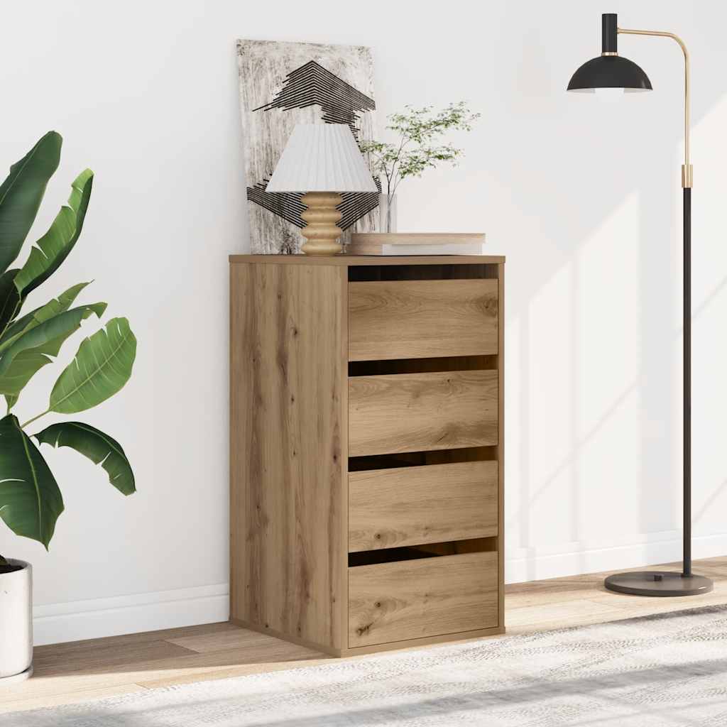 Commode d'angle chêne artisanal 40x41x76 cm bois d'ingénierie - XIOS