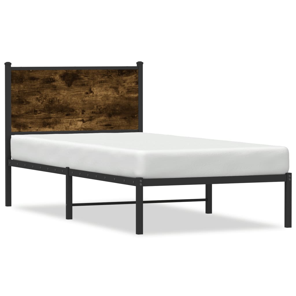 Cadre de lit en métal sans matelas chêne fumé 90x190 cm - XIOS