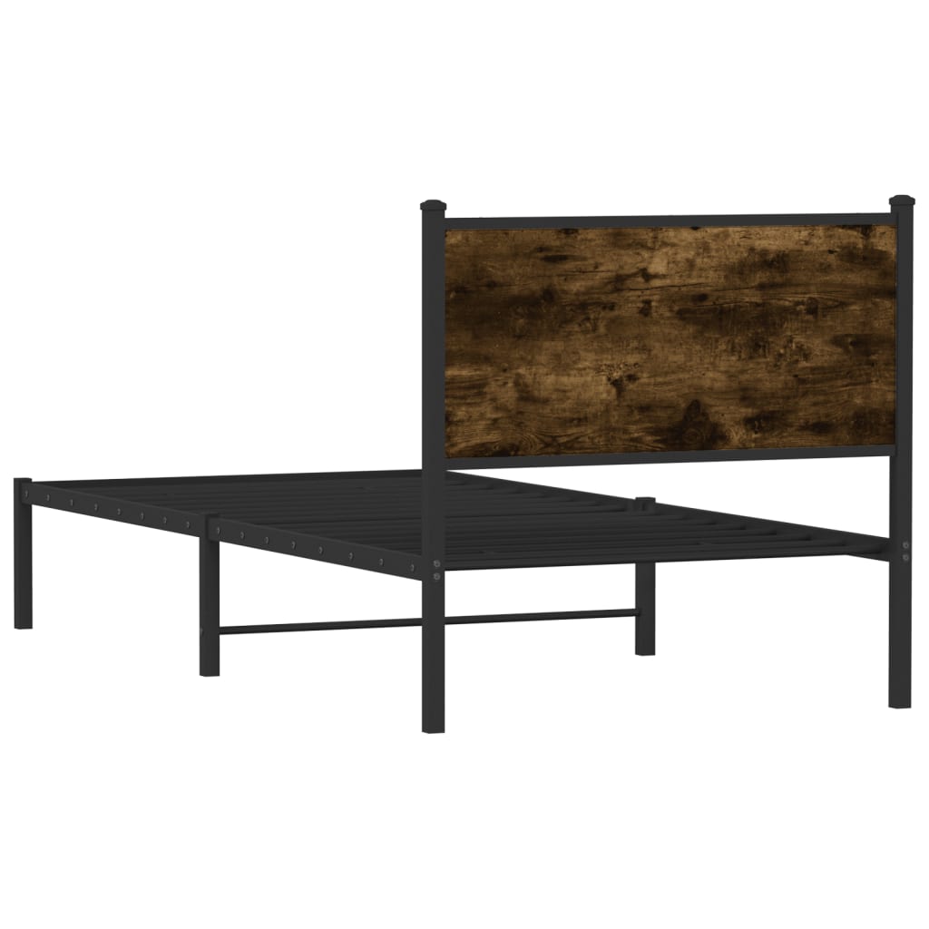 Cadre de lit en métal sans matelas chêne fumé 90x190 cm - XIOS