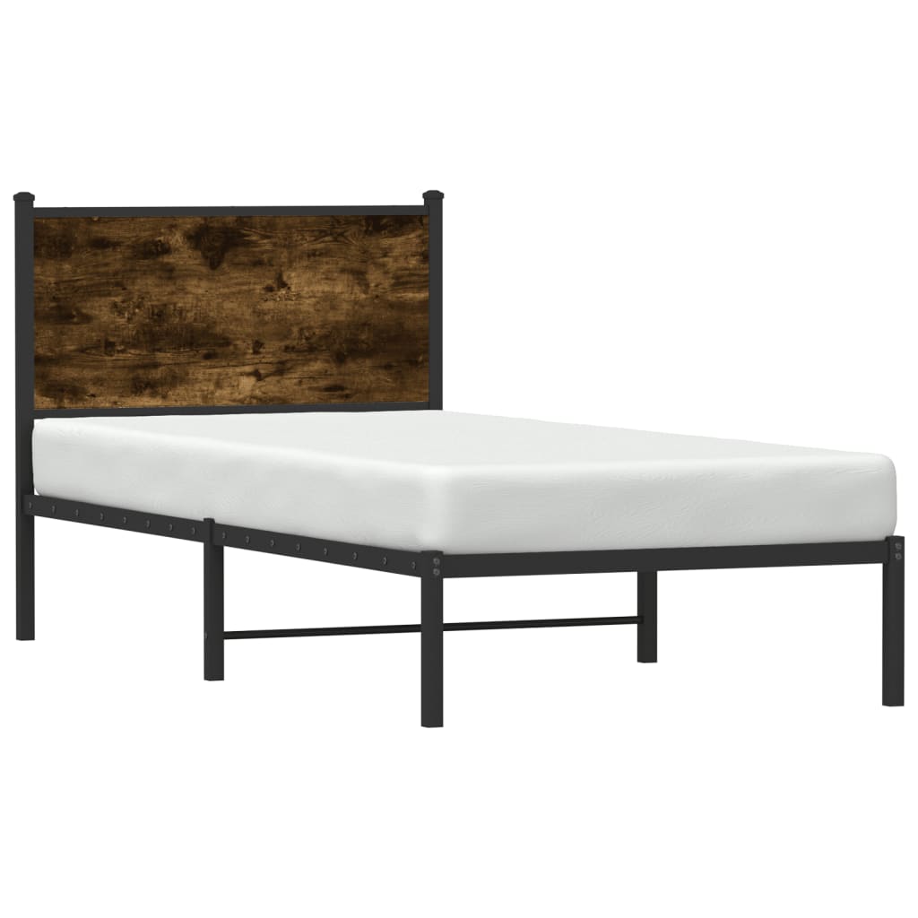 Cadre de lit en métal sans matelas chêne fumé 90x200 cm - XIOS