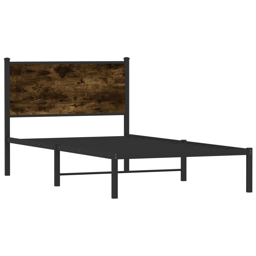 Cadre de lit en métal sans matelas chêne fumé 100x190 cm - XIOS