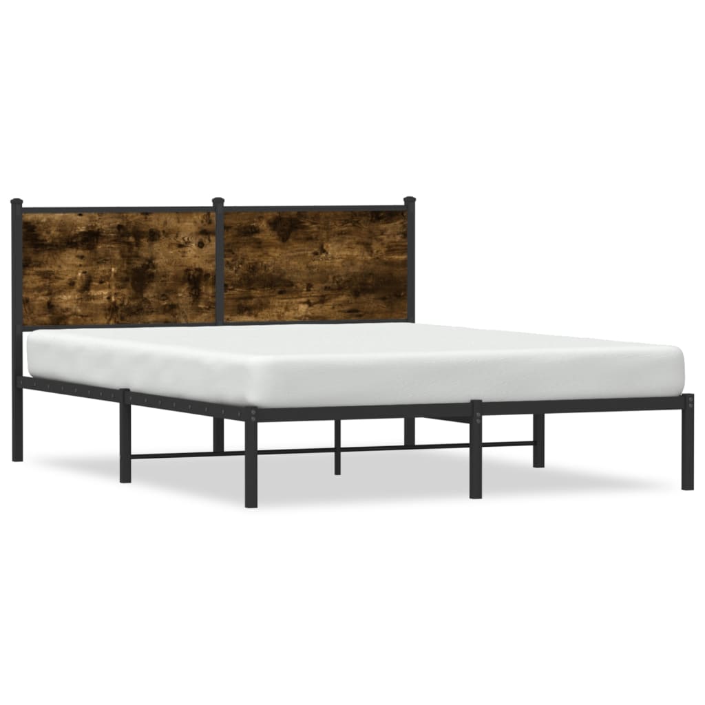 Cadre de lit en métal sans matelas chêne fumé 137x190 cm - XIOS