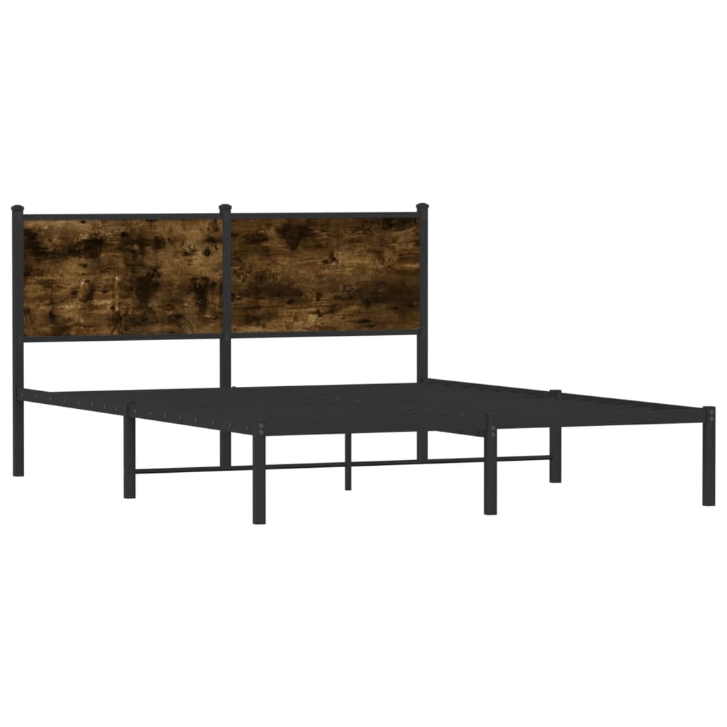 Cadre de lit en métal sans matelas chêne fumé 140x200 cm - XIOS