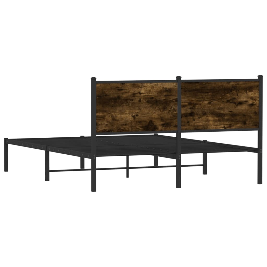 Cadre de lit en métal sans matelas chêne fumé 140x200 cm - XIOS