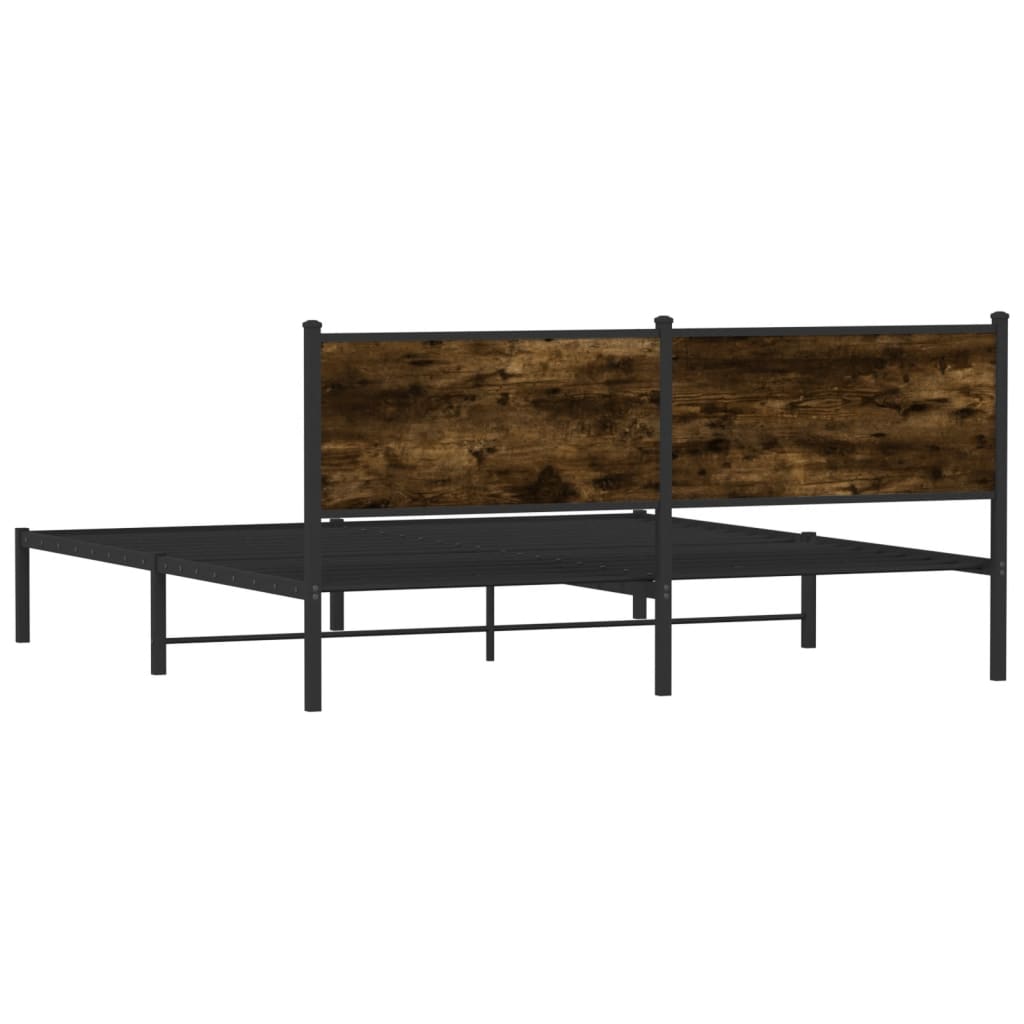 Cadre de lit en métal sans matelas chêne fumé 160x200 cm - XIOS