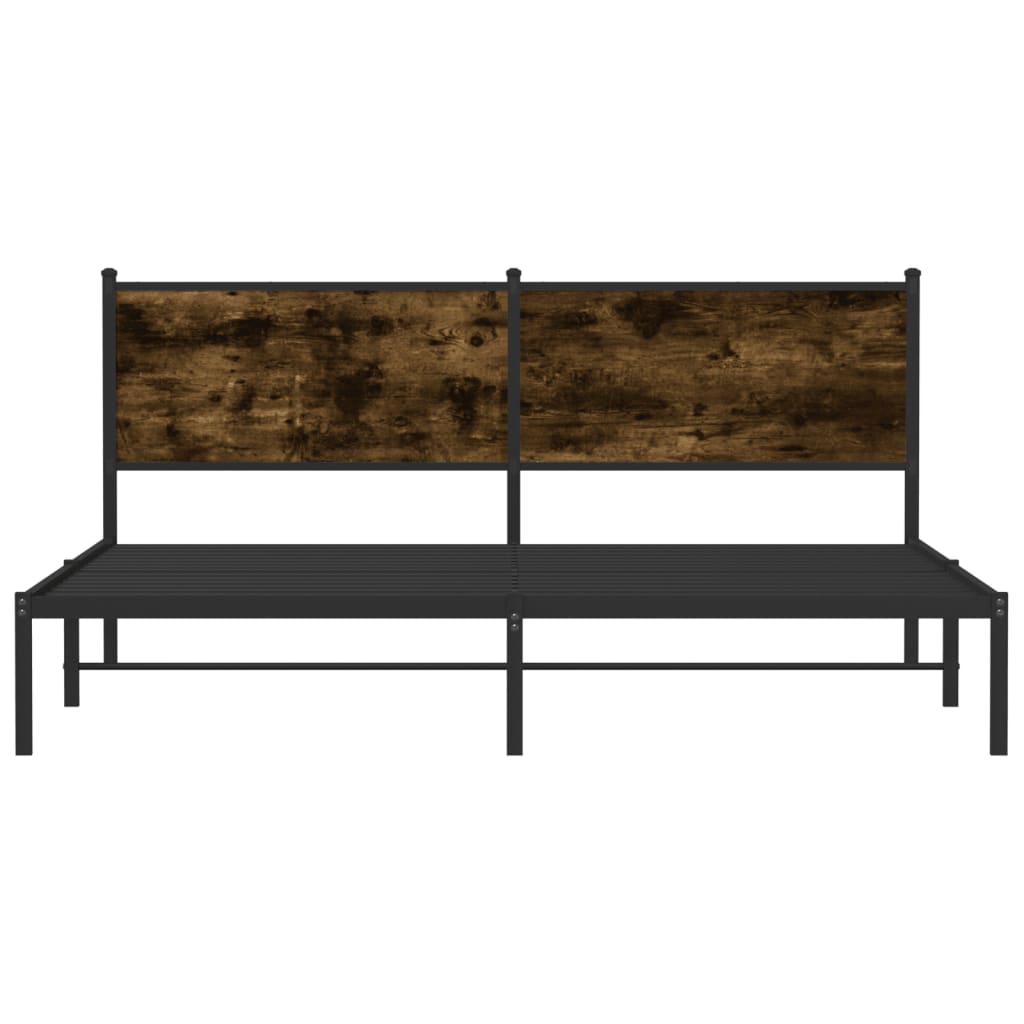 Cadre de lit en métal sans matelas chêne fumé 180x200 cm