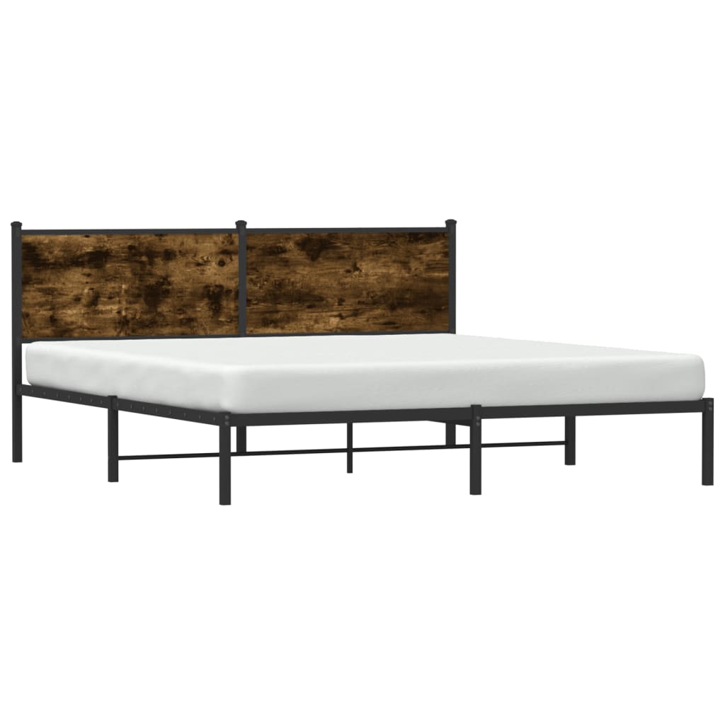 Cadre de lit en métal sans matelas chêne fumé 183x213 cm - XIOS