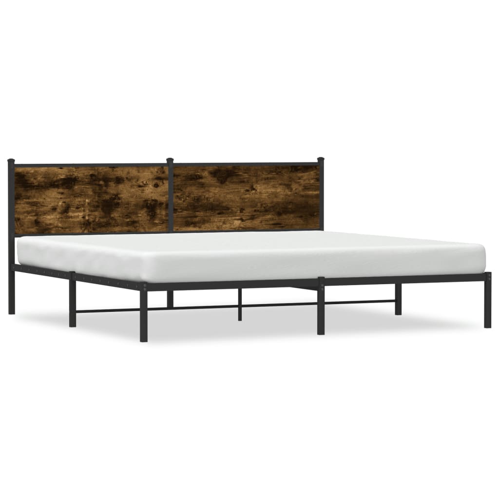 Cadre de lit en métal sans matelas chêne fumé 193x203 cm - XIOS