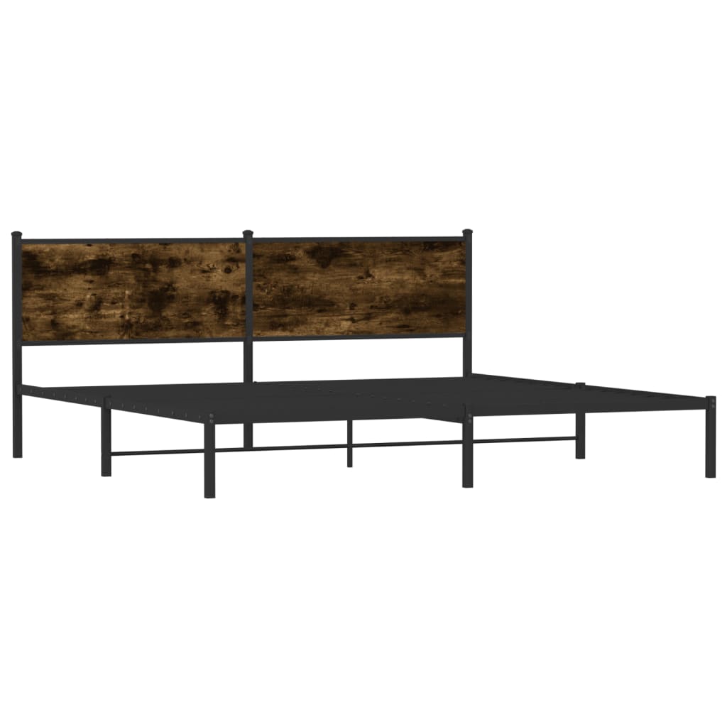 Cadre de lit en métal sans matelas chêne fumé 193x203 cm - XIOS