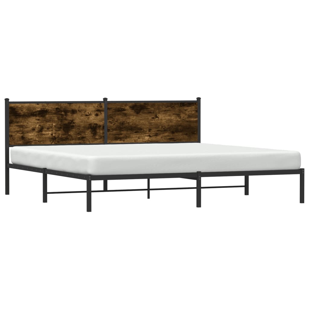 Cadre de lit en métal sans matelas chêne fumé 193x203 cm - XIOS