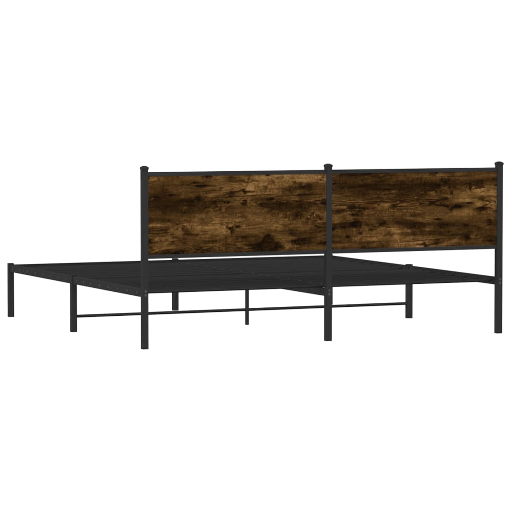 Cadre de lit en métal sans matelas chêne fumé 193x203 cm - XIOS