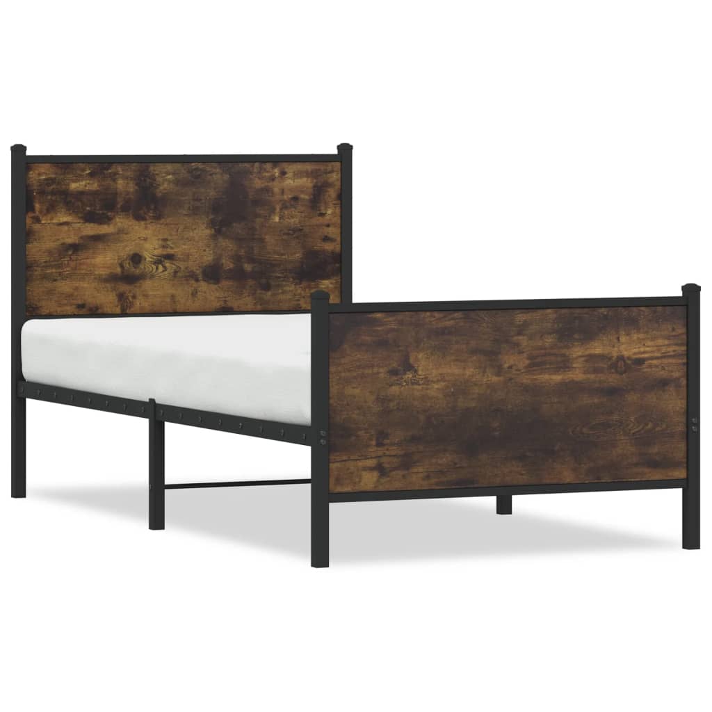 Cadre de lit en métal sans matelas chêne fumé 75x190 cm - XIOS