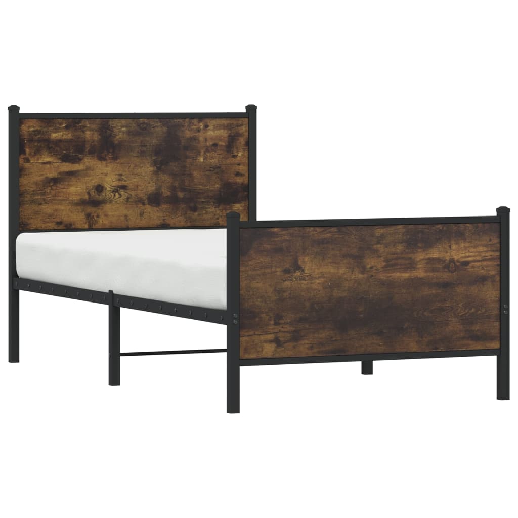 Cadre de lit en métal sans matelas chêne fumé 75x190 cm - XIOS