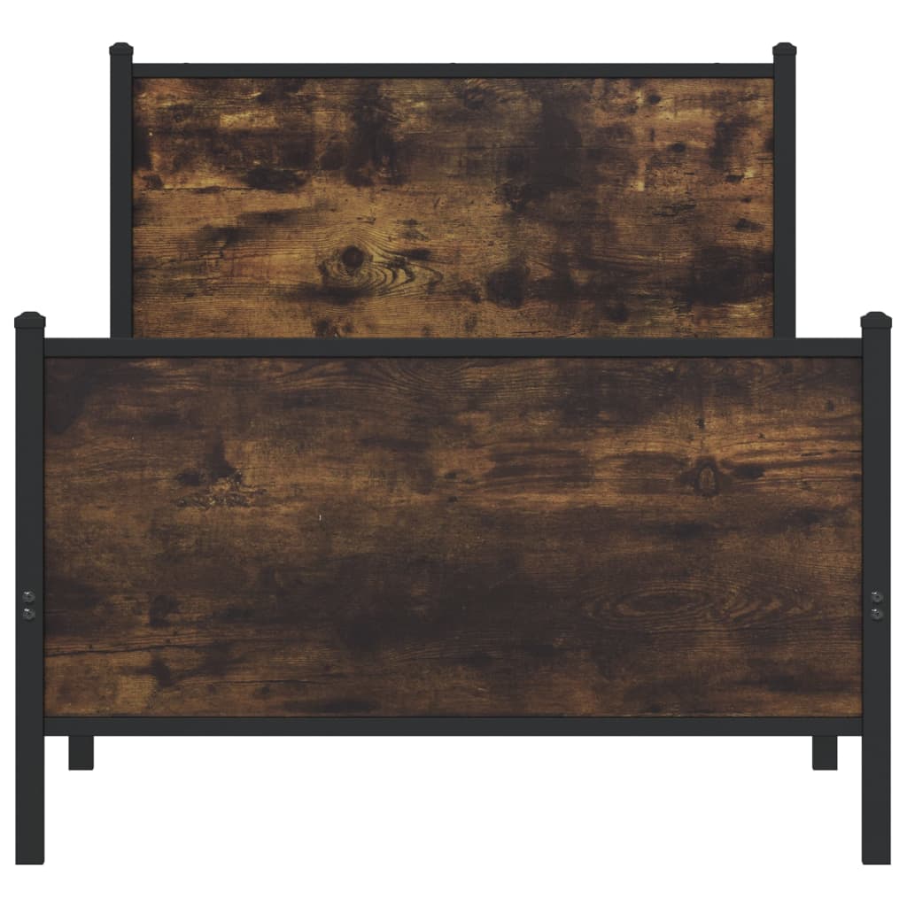 Cadre de lit en métal sans matelas chêne fumé 75x190 cm - XIOS