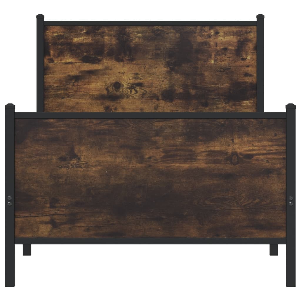 Cadre de lit en métal sans matelas chêne fumé 90x200 cm - XIOS