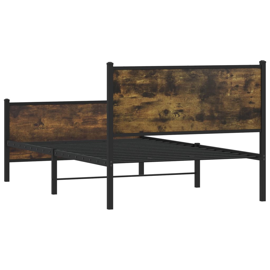 Cadre de lit en métal sans matelas chêne fumé 100x190 cm - XIOS