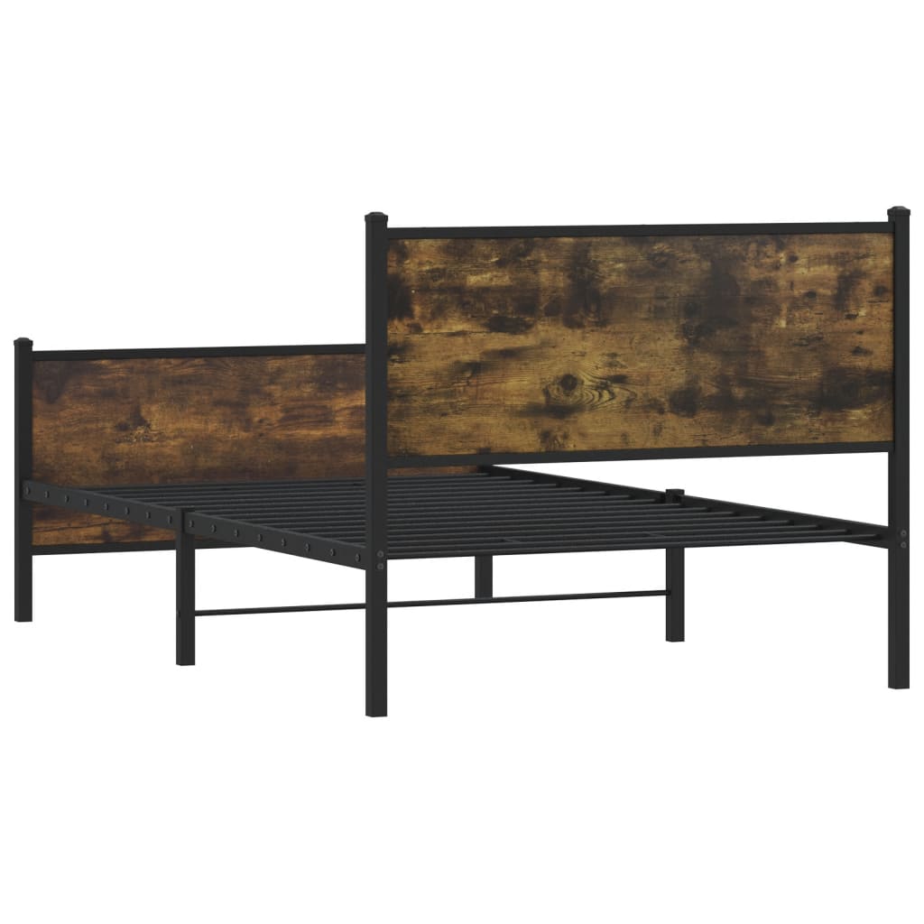 Cadre de lit en métal sans matelas chêne fumé 107x203 cm - XIOS