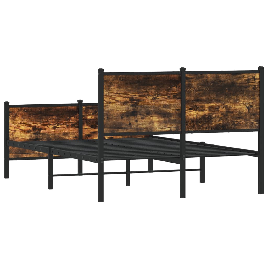 Cadre de lit en métal sans matelas chêne fumé 120x200 cm - XIOS