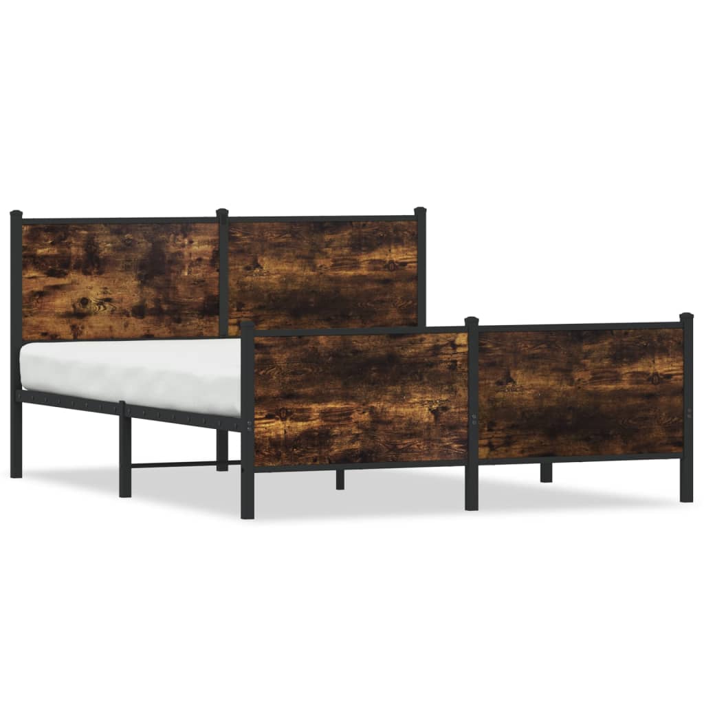 Cadre de lit en métal sans matelas chêne fumé 137x190 cm - XIOS