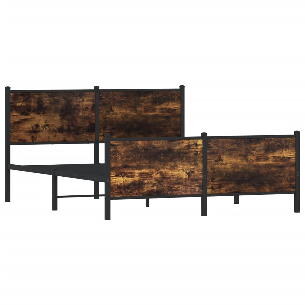 Cadre de lit en métal sans matelas chêne fumé 137x190 cm - XIOS