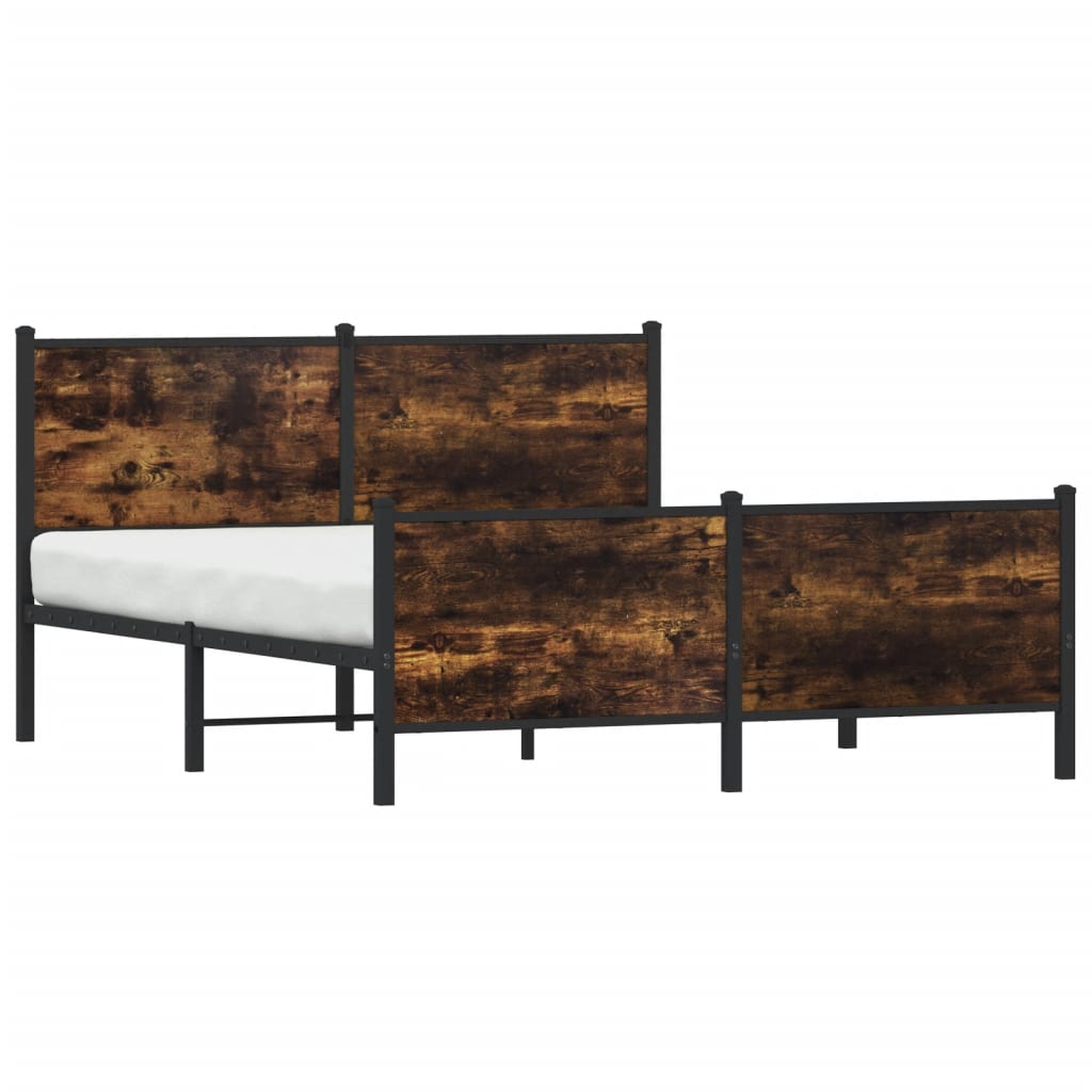 Cadre de lit en métal sans matelas chêne fumé 137x190 cm - XIOS