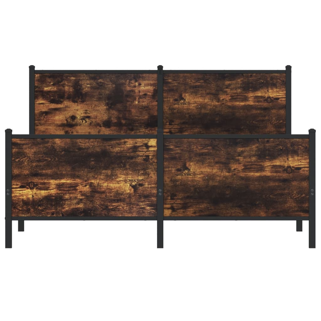 Cadre de lit en métal sans matelas chêne fumé 137x190 cm - XIOS