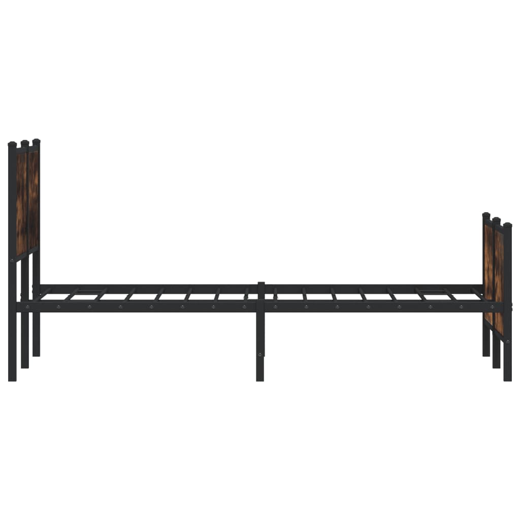 Cadre de lit en métal sans matelas chêne fumé 137x190 cm - XIOS