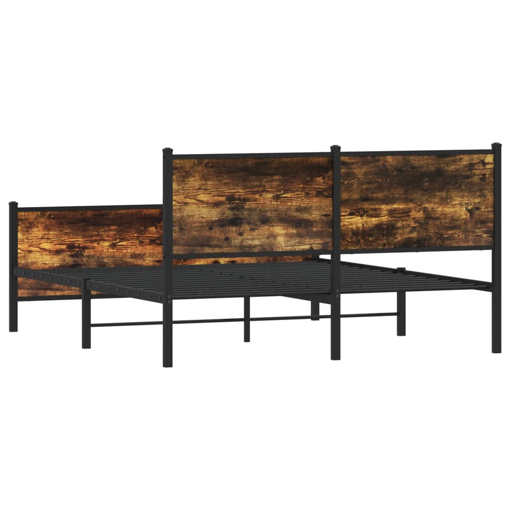 Cadre de lit en métal sans matelas chêne fumé 137x190 cm - XIOS