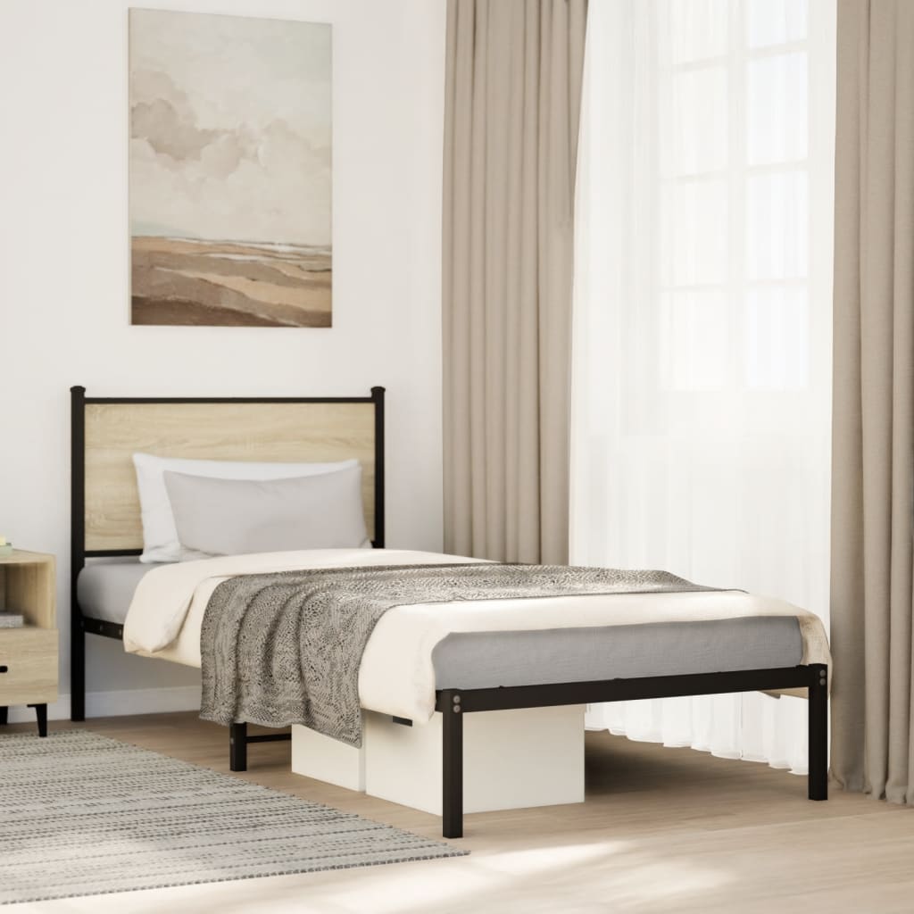 Cadre de lit en métal sans matelas chêne sonoma 75x190 cm - XIOS