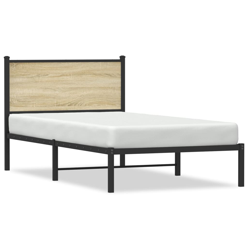Cadre de lit en métal sans matelas chêne sonoma 100x190 cm - XIOS