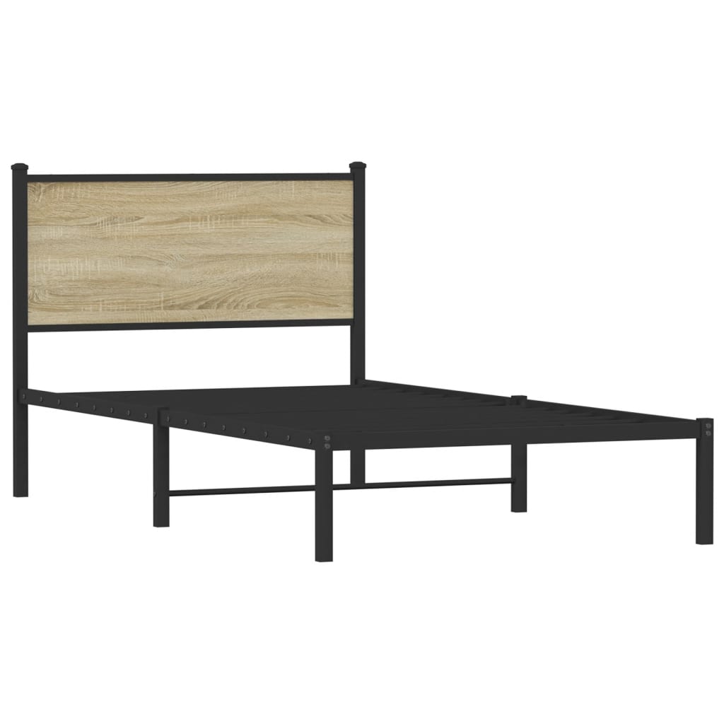 Cadre de lit en métal sans matelas chêne sonoma 100x190 cm - XIOS