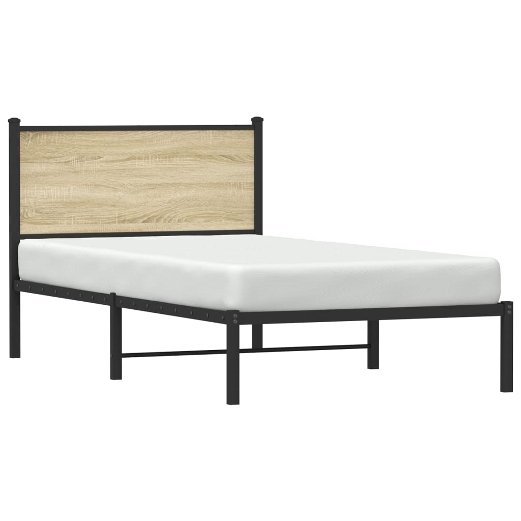 Cadre de lit en métal sans matelas chêne sonoma 100x190 cm - XIOS