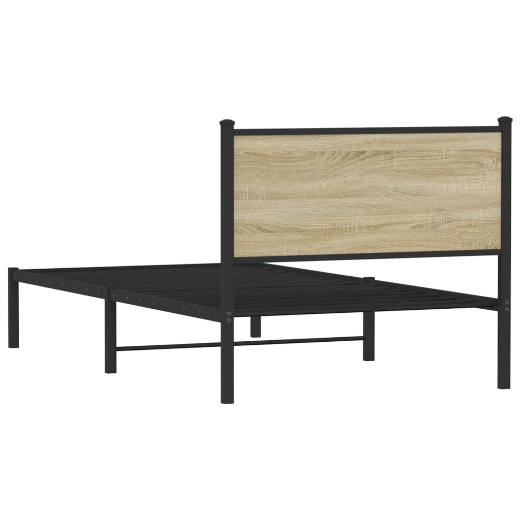 Cadre de lit en métal sans matelas chêne sonoma 100x190 cm - XIOS