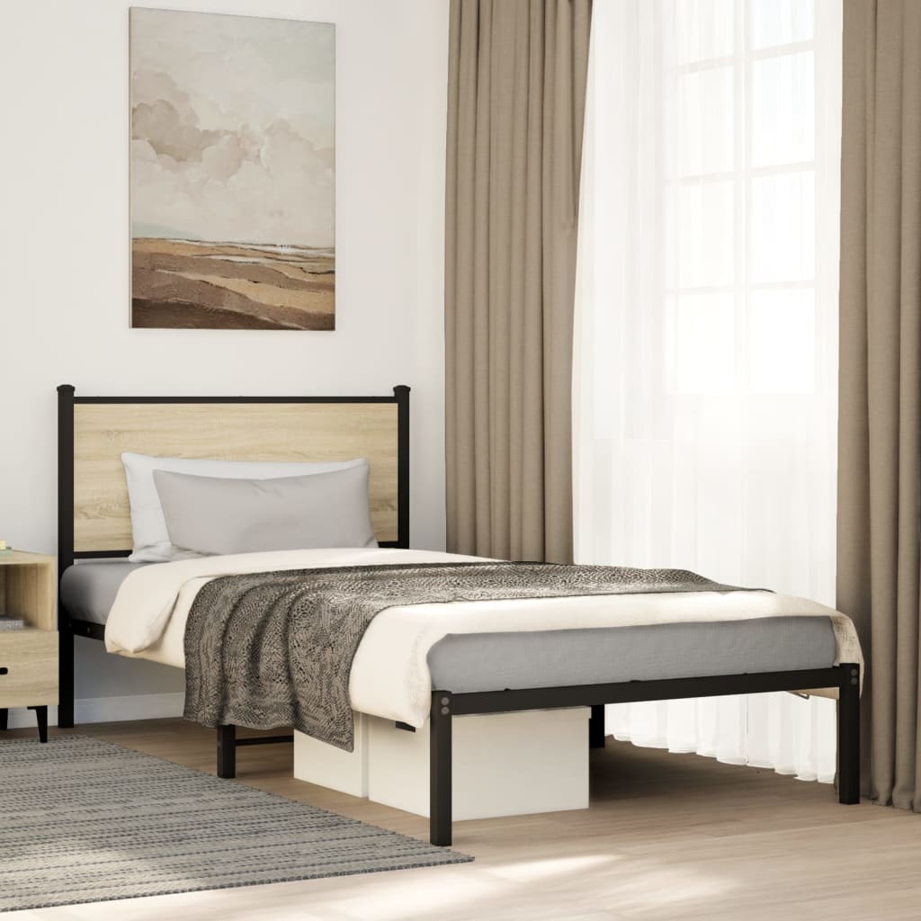Cadre de lit en métal sans matelas chêne sonoma 100x190 cm - XIOS