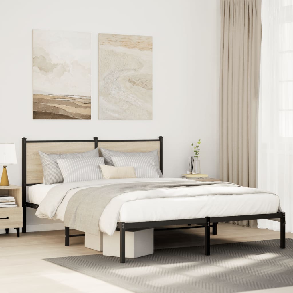 Cadre de lit en métal sans matelas chêne sonoma 150x200 cm - XIOS