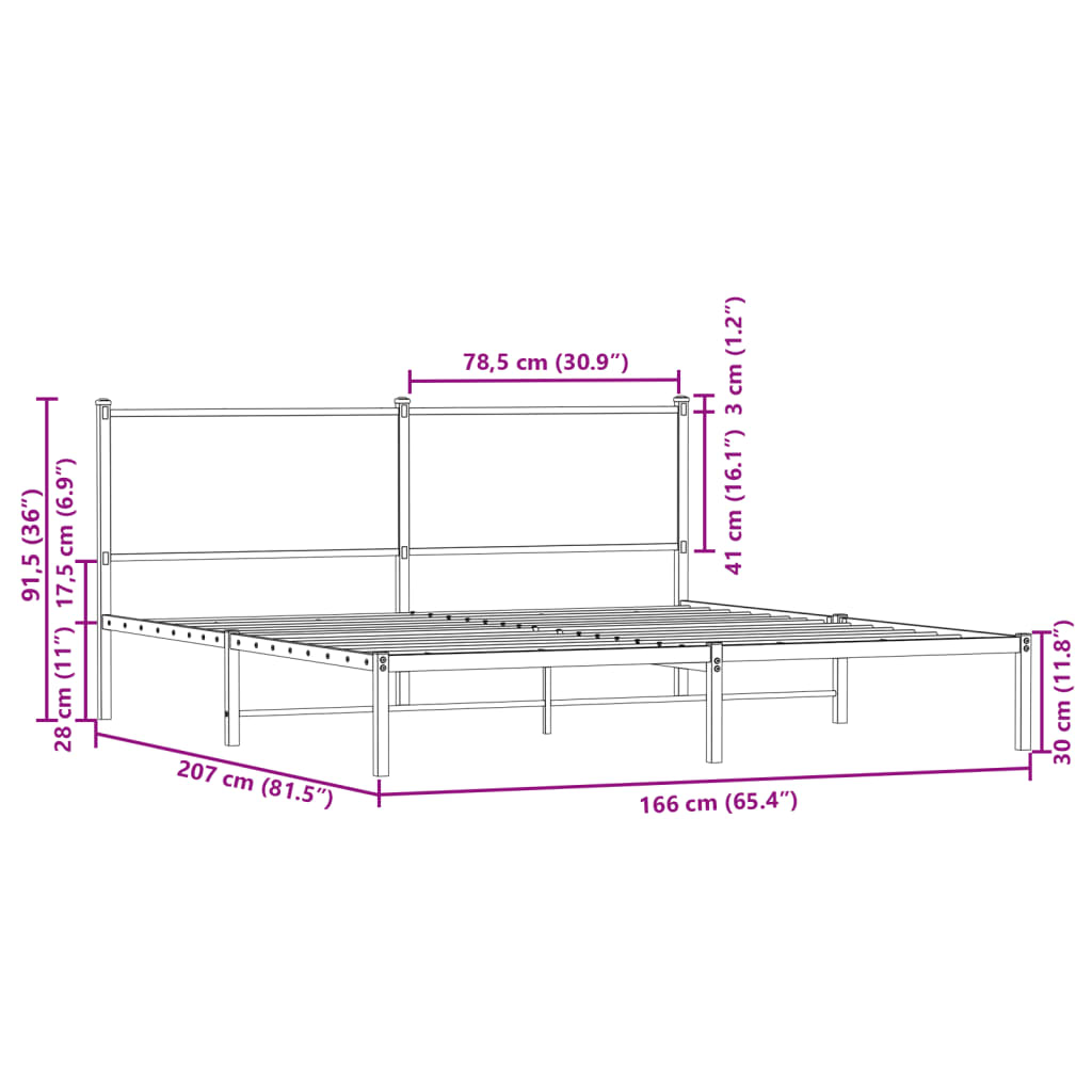 Cadre de lit en métal sans matelas chêne sonoma 160x200 cm - XIOS