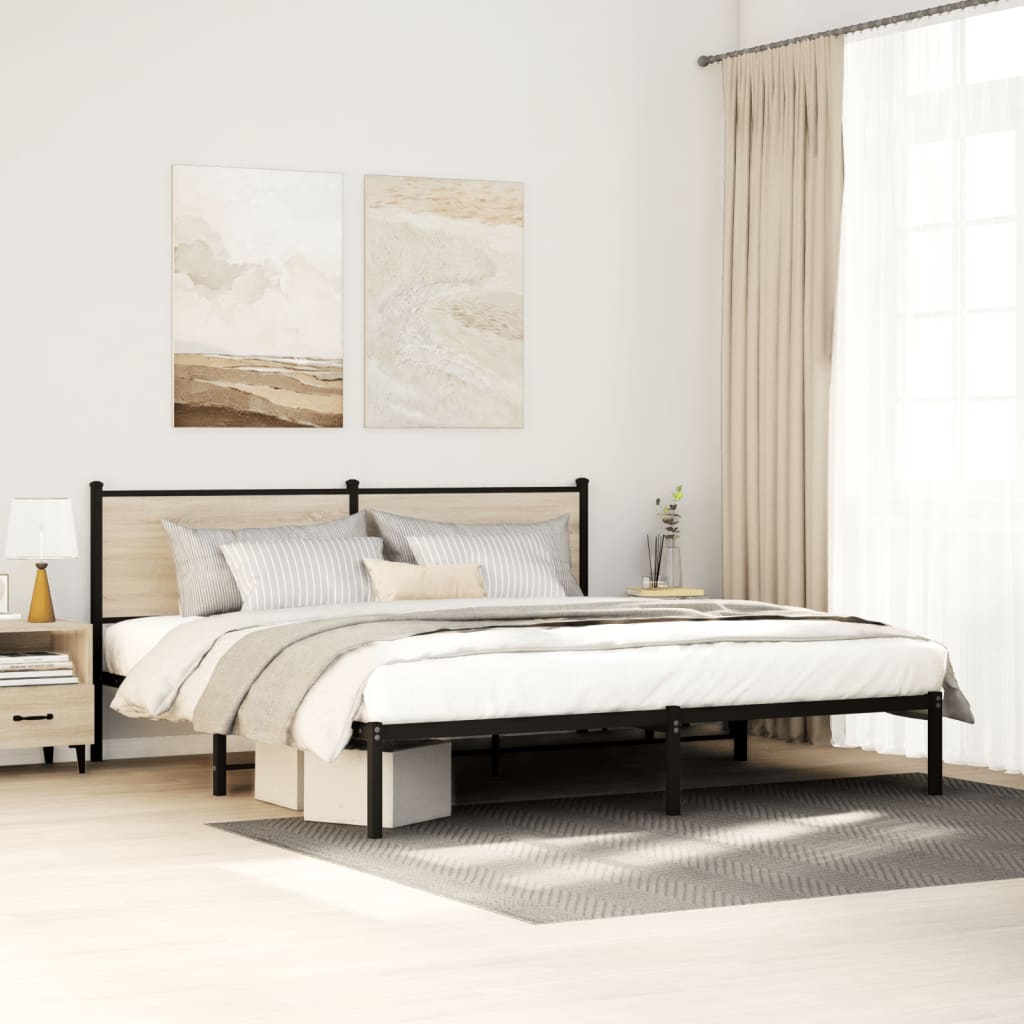 Cadre de lit en métal sans matelas chêne sonoma 183x213 cm - XIOS