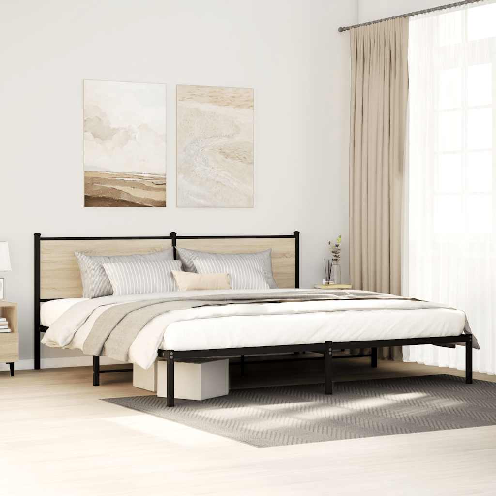 Cadre de lit en métal sans matelas chêne sonoma 193x203 cm - XIOS